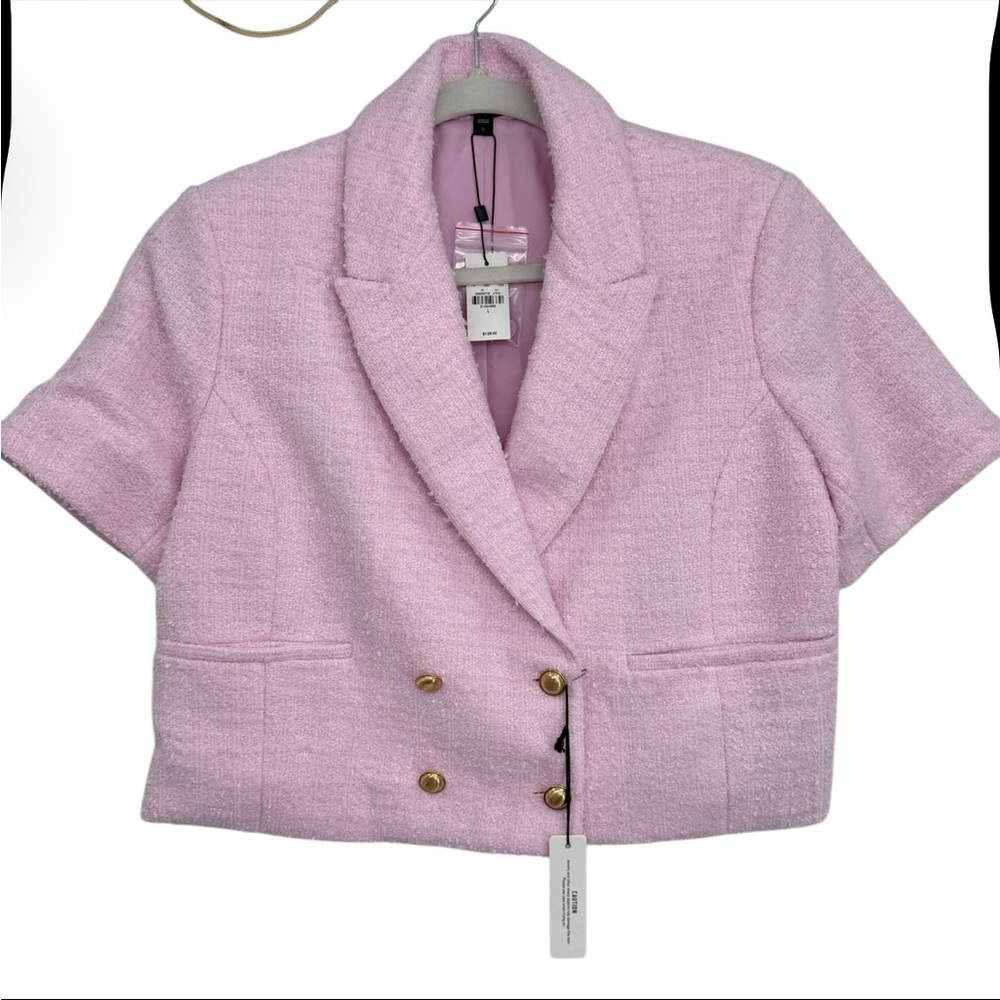 Cropped Pink Tweed Skirt & Blazer set - Picture 2 of 6